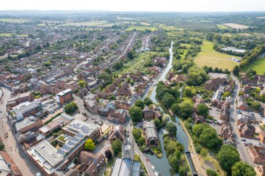 Newbury, Downtown center, Berkshire, South England. Beautiful aerial view, uk clipart