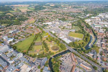 Newbury, Downtown center, Berkshire, South England. Beautiful aerial view, uk clipart