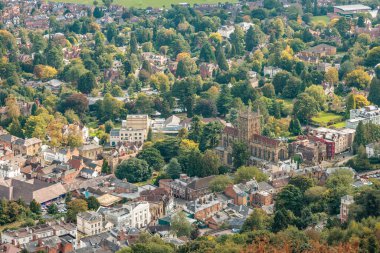 Büyük Malvern ve Büyük Malvern Manastırı 'nın güzel binaları, İngiltere, İngiltere