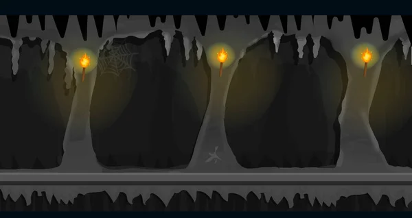 Темный Каверзный Игровой Фон Темное Страшное Пустое Место Скалой Освещение — стоковый вектор