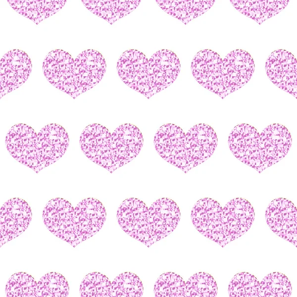 Patrón Sin Costura Corazón Brillo Corazones Purpurina Oro Rosa Fondo — Archivo Imágenes Vectoriales