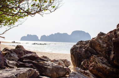 Kayalar ve taş plajlar. Tayland Doğa Alanı