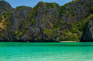 Maya Körfezi - Phi Phi Adası 'ndaki güzel plaj - Tayland, Mart 2024.