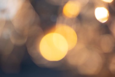 Abstract background with bokeh defocused lights , vintage or retro color tone. Copy space. Festive card . Defocused photo. 