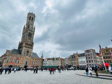 Bruges, Belçika, 20 Nisan 2O23: Bruges, Belçika 'nın ünlü tarihi ve turistik kenti. Seyahat kavramı