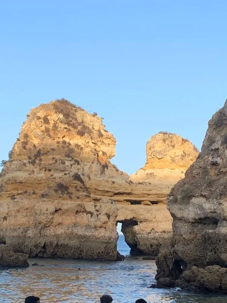Rocky Coastline Praia Camilo Beach Cliffs City Lagos Algarve — Stock Photo, Image