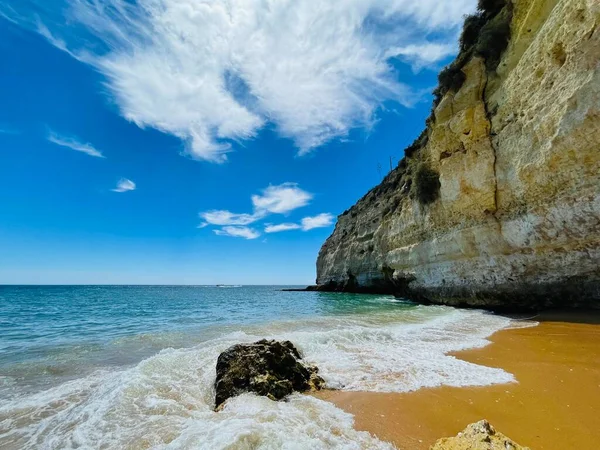 Praia Carvoeiro Ein Wunderschöner Strand Mittelmeer Der Algarve Südportugal Horizontales — Stockfoto