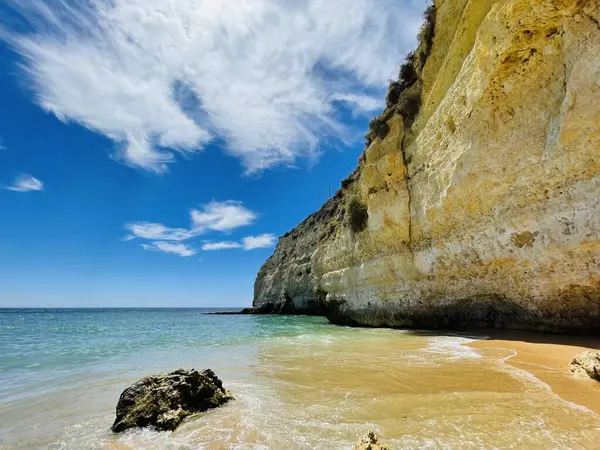 Praia Carvoeiro Uma Bela Praia Mediterrâneo Região Algarvia Sul Portugal — Fotografia de Stock