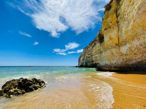 Praia Carvoeiro Una Bellissima Spiaggia Sul Mediterraneo Nella Regione Dell — Foto Stock