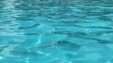 Mavi havuz suyu. Suyun soyut arkaplanı. Yaz tatili konsepti. Yatay video. Yüksek kaliteli FullHD görüntüler. 