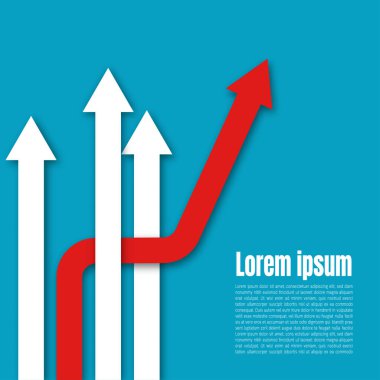 Girişim sembolü, farklı konsept arka plan, yön değiştiren Red Arrow. Yeni fikir. farklı iş kavramları. Risk almak için cesaret. Liderlik. Başlangıç. Vektör illüstrasyonları