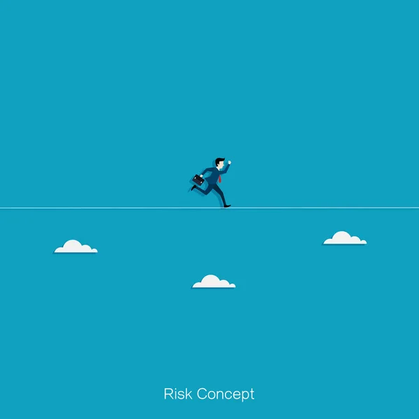 Businessman Risk Concept Running Tight Rope Business Finance Leadership Vector — Stock Vector