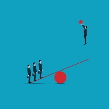 Takım çalışması konsepti, başarı hedefleri, liderlik, takım başarısı, vektör illüstrasyonu düzlüğü