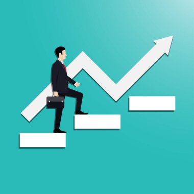 İş adamı iş hedeflerine giden yolu gösterir. İş stratejisi planı ve hedef başarısı.