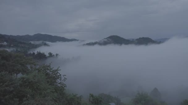 Pan View Sea Mist Valley Zona Rurală Din Nordul Thailandei — Videoclip de stoc
