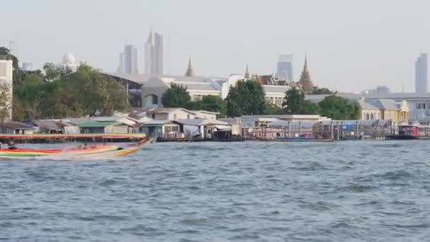 Long Tail Loď Řece Chao Phraya Bangkok Thajsko — Stock video