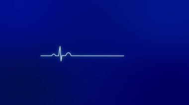 Motion Graphic of EKG turn to Flat Line or Cardiac Arrest on Blue Background