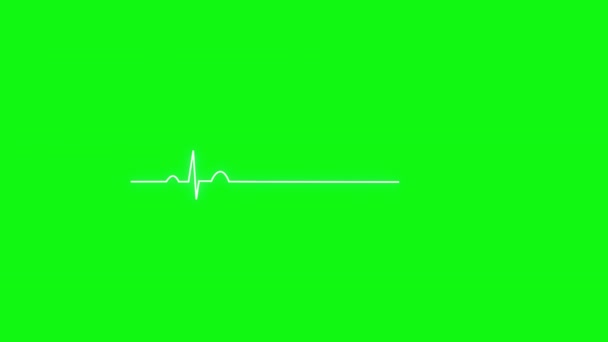 Motion Graphic Ekg Turn Flat Line Cardiac Arrest Green Background — Video