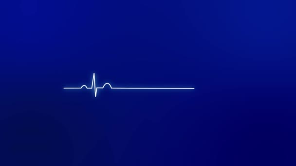 Motion Graphic Ekg Turn Flat Line Cardiac Arrest Blue Background — Stockvideo