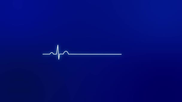 Motion Graphic Ekg Turn Flat Line Cardiac Arrest Blue Background — Stock video