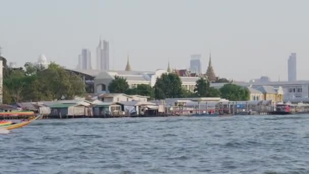 Бангкок Таиланд Дек 2022 Long Tail Boat Running Chao Phraya — стоковое видео