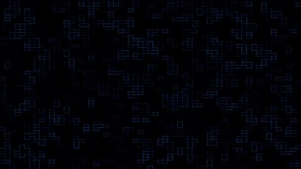Motion Graphic Background Blue Small Mosaic Pattern Black Wallpaper Technology — Vídeo de Stock