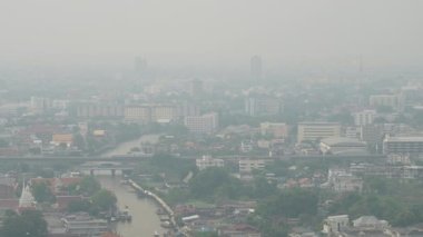 Bangkok City Sky of Downtown 'daki Hava Kirliliğinde PM2.5 Partikül Maddesi. Küresel Isınma Konsepti