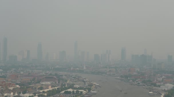 Pm2 Σωματίδια Στην Ατμοσφαιρική Ρύπανση Στον Ουρανό Του Downtown Bangkok — Αρχείο Βίντεο
