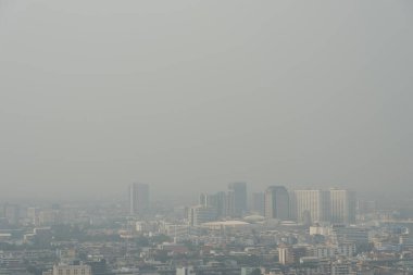 Bangkok 'un Şehir ve Skyline' ı Tehlikeli Seviyenin Üzerinde PM2.5 Kirliliği Gününde.