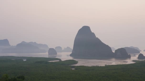 Vista Panorámica Phang Nga Bay Desde Samed Nang Chee Tailandia — Vídeos de Stock