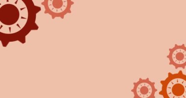 Kırmızı Turuncu Dişliler Grubu Boşluk Kopyalama Arkaplanı ile Köşede