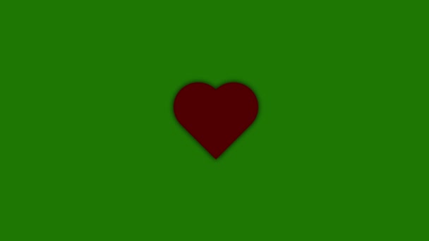 Red Heart Kształt Bicie Zielonym Tle — Wideo stockowe