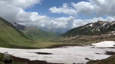 Pan View of Trekking Trail to Abudelauri Colorful Lakes Georgia