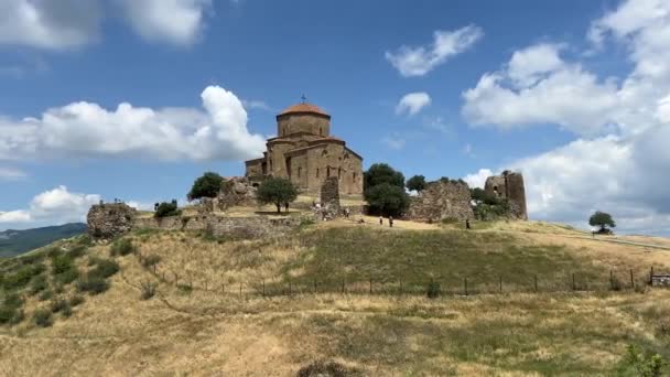 Pan View Jvari Monastery Daytime Summer — Stock video