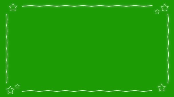 Tenká Bílá Čára Ohraničená Zářícími Hvězdami Pohybová Grafická Animace Zeleném — Stock video