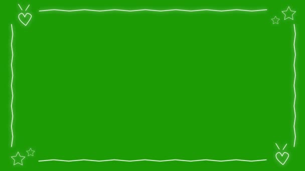 Tenký Bílý Okraj Blikajícími Hvězdami Pohybová Grafická Animace Zeleném Pozadí — Stock video