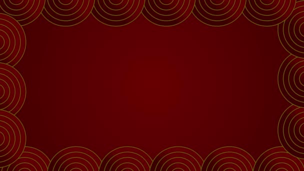 Kreisförmige Form Chinesischem Muster Die Sich Der Grenze Auf Rotem — Stockvideo