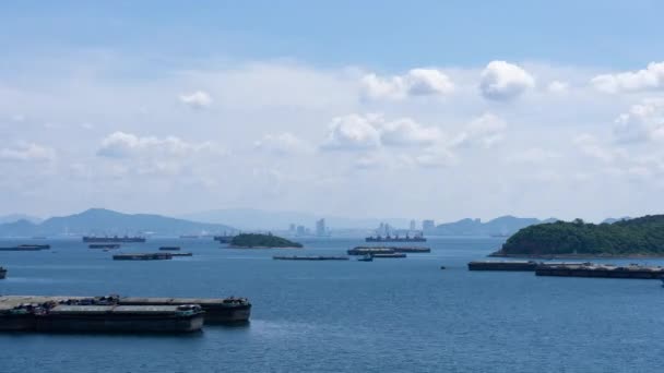 Задержка Просмотром Баржевого Судна Морском Порту Чанга Таиланд Дневное Время — стоковое видео