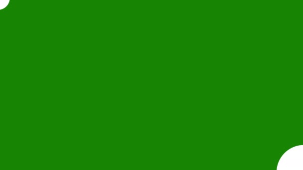 緑の背景の左上と右下の境界からの2つの白い円形のストロークワイプ フッテージ トランジション コンセプト — ストック動画