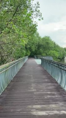 Singapur, Sungei Buloh Wetland Reserve 'deki sahil yolu.
