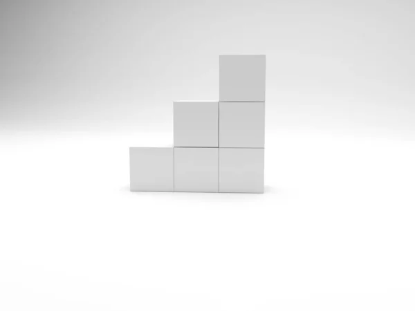 White cube boxes on white background for display.