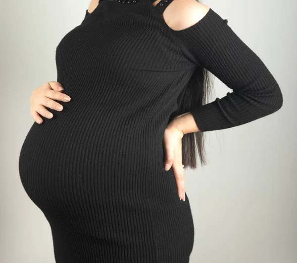 Embarazada Mano Mujer Vientre — Foto de Stock