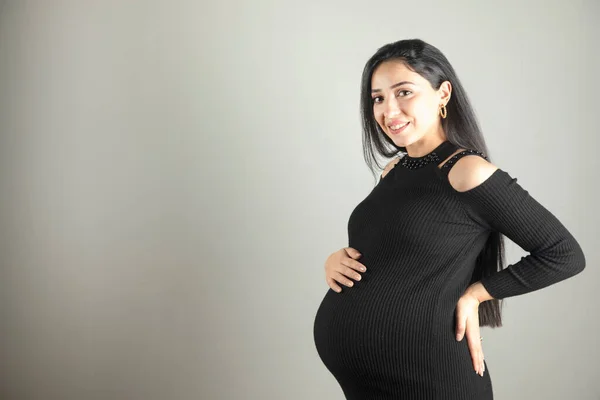 Pregnant Woman Hand Belly — Stock Photo, Image