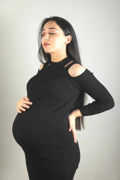 Pregnant Woman Hand Belly — Stock Photo, Image
