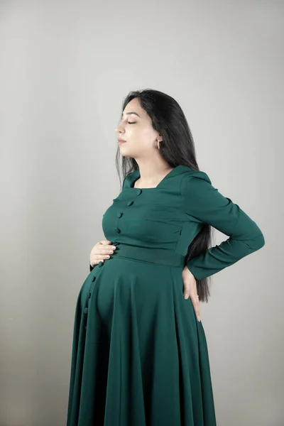 Pregnant Woman Hand Belly Stock Image