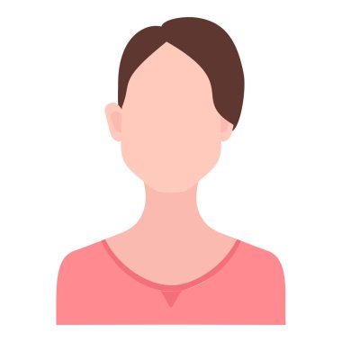 Bir kadının yüzü düz grafik şeklinde tasvir edilir, minimalist özellikler gösterir.