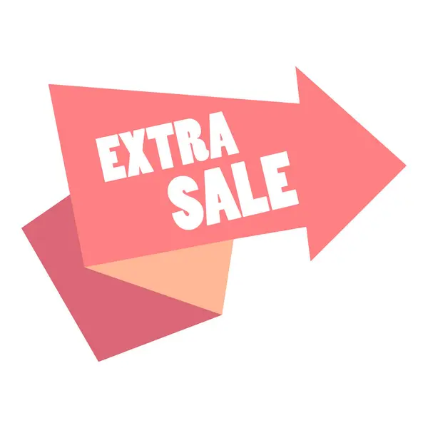 stock vector A pink arrow pointing right with the words extra sale written on it.