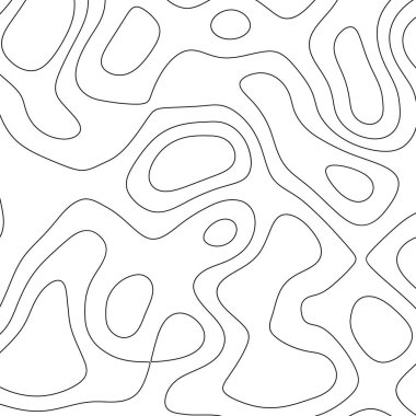 Topoğrafik hatların geometrik deseni. Dalgalı coğrafi dağ yürüyüşü yardım hattı haritası tasarımı. Soyut organik çizgiler şekil dokusu. Haritalama, haritalama, topoloji için vektör illüstrasyonu