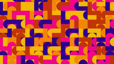 red, blue, yellow and orange geometric pattern, seamless wallpaper for tile, banner, tableclothe