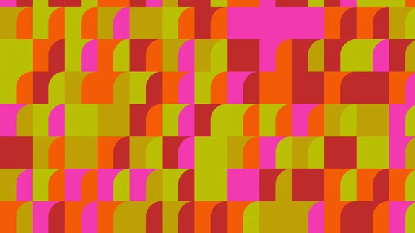 粉红色 黄色和橙色的几何图案 瓷砖墙纸 — 图库照片